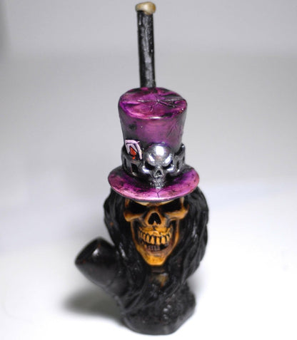Purple-hat skull handmade ceramic tobacco pipe