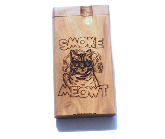 SMoke Meowt finger wood dogout pipe with bat - Simple Glass Pipe