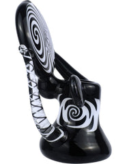 6" Black and White Swirl Glass Water Pipe – Bold Design with Artistic Detailing