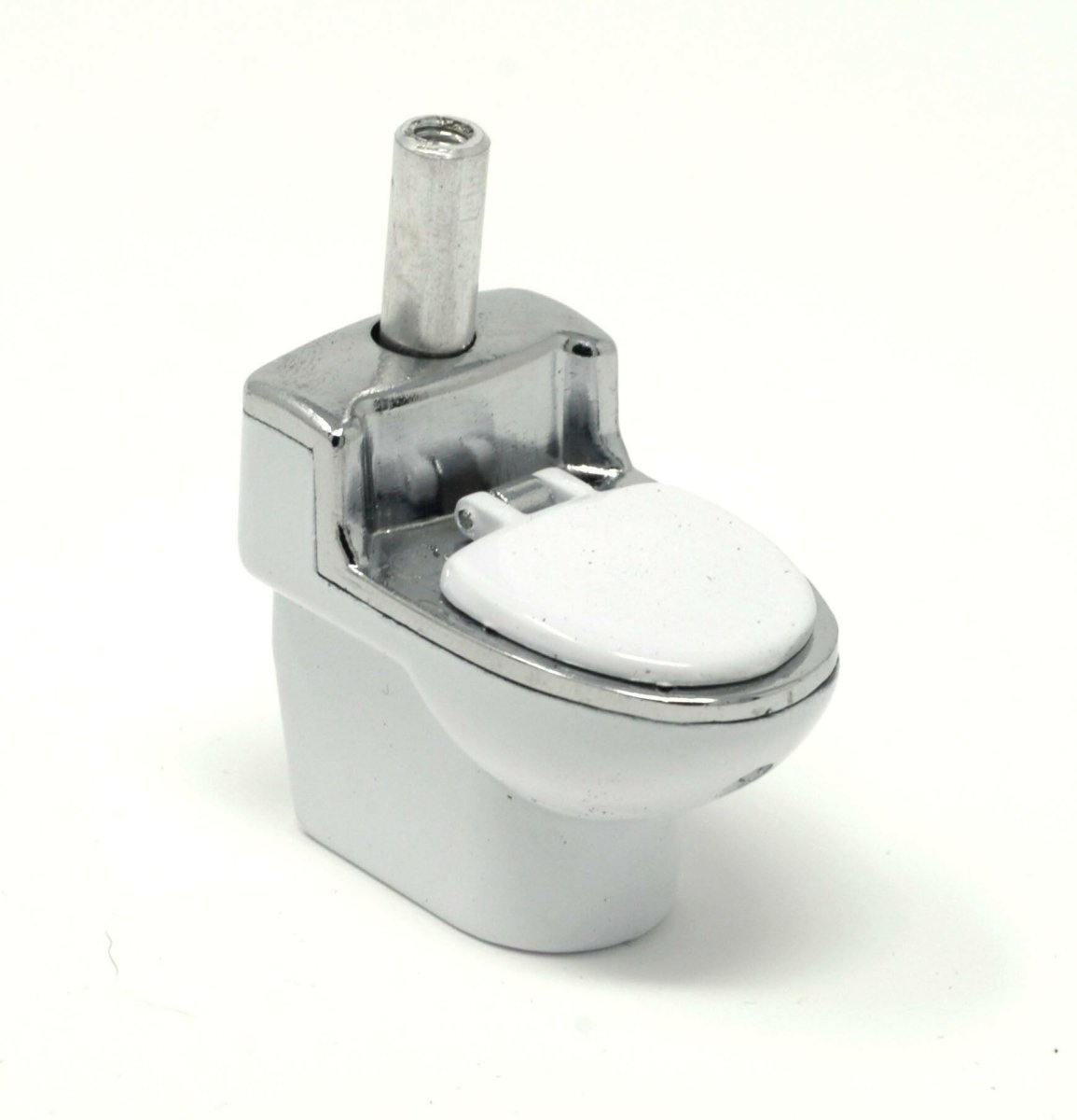 miniature toilet-shaped metal pipe side view