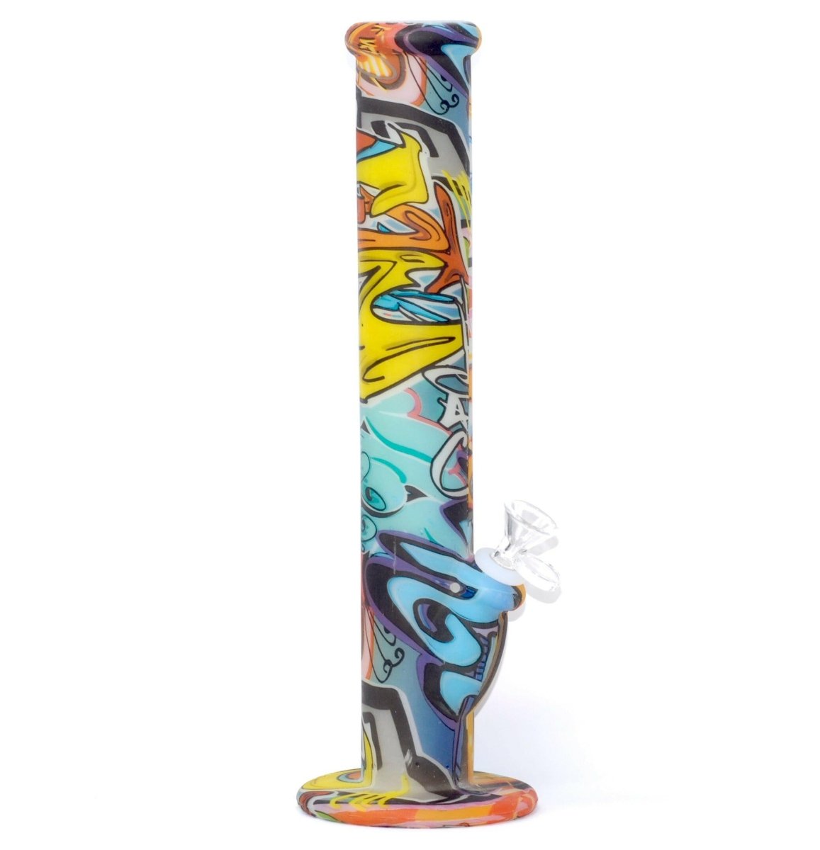 11" Graffiti Glow in Dark Unbreakable Silicone Water Pipe - Simple Glass Pipe