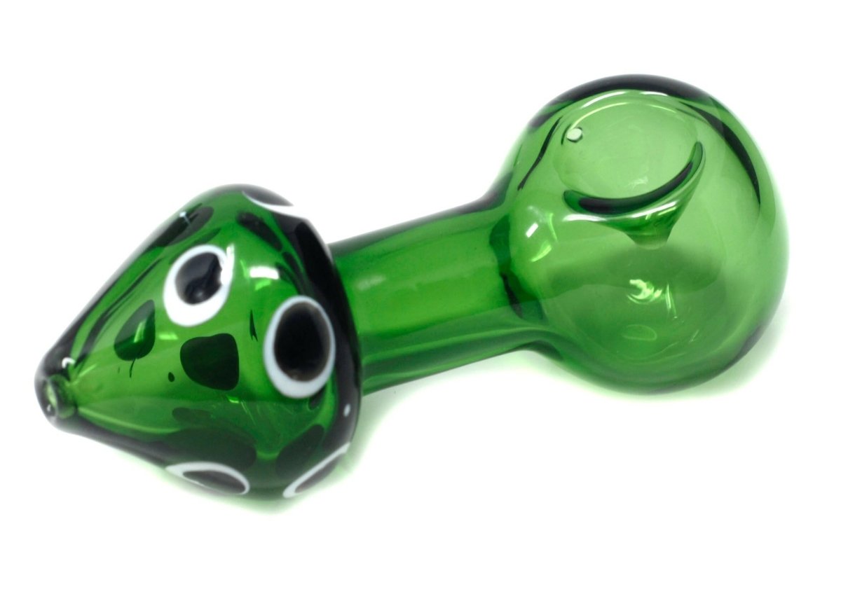 3.5" Green Mushroom Glass Spoon Pipe - Simple Glass Pipe