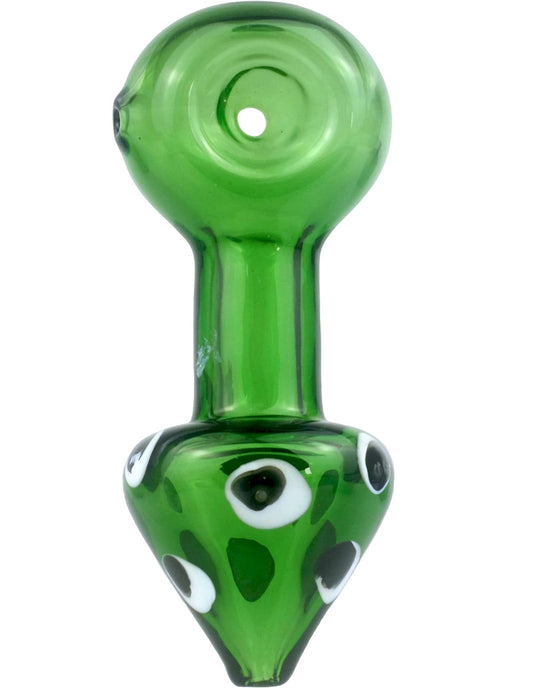 3.5" Mystic Green Glass Pipe with Bold Eye Accents