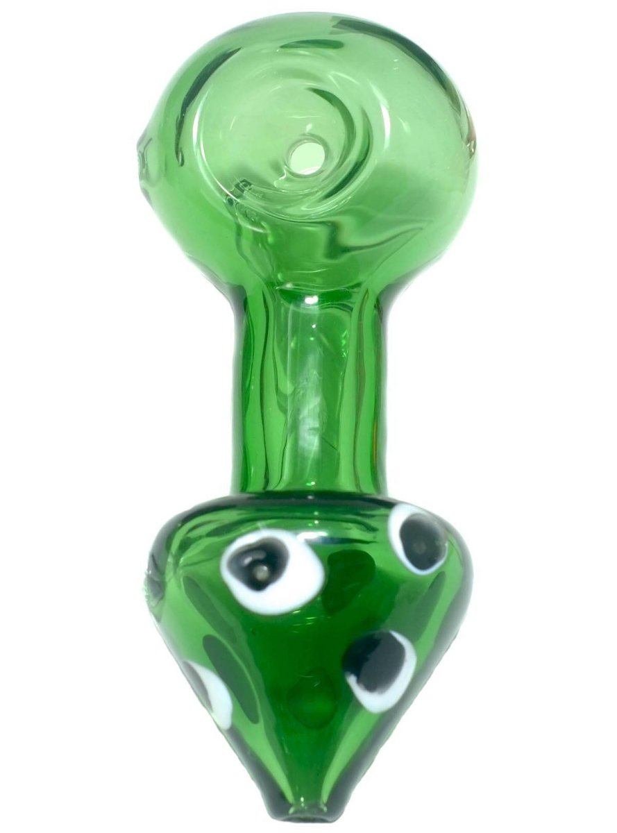 3.5" Green Mushroom Glass Spoon Pipe - Simple Glass Pipe