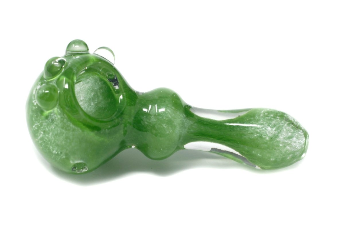 4" Dot Green Spoon glass pipe - Simple Glass Pipe