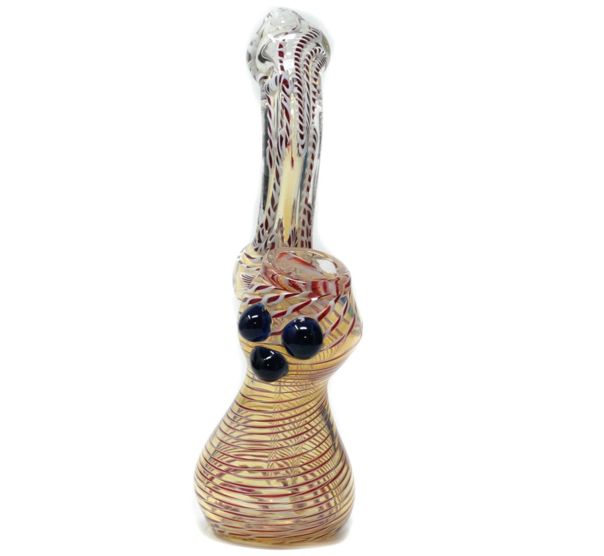 White decorative glass bubbler side view