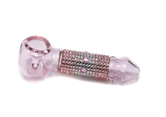 Beautiful Rhinestone Color 4" Glass Hand Pipe, - Simple Glass Pipe