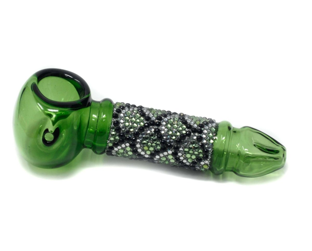 Beautiful Rhinestone Color 4" Glass Hand Pipe, - Simple Glass Pipe