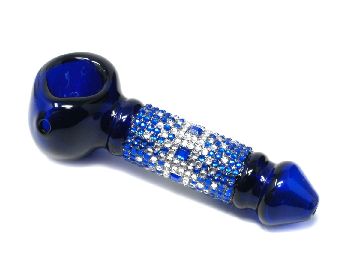 Beautiful Rhinestone Color 4" Glass Hand Pipe, - Simple Glass Pipe