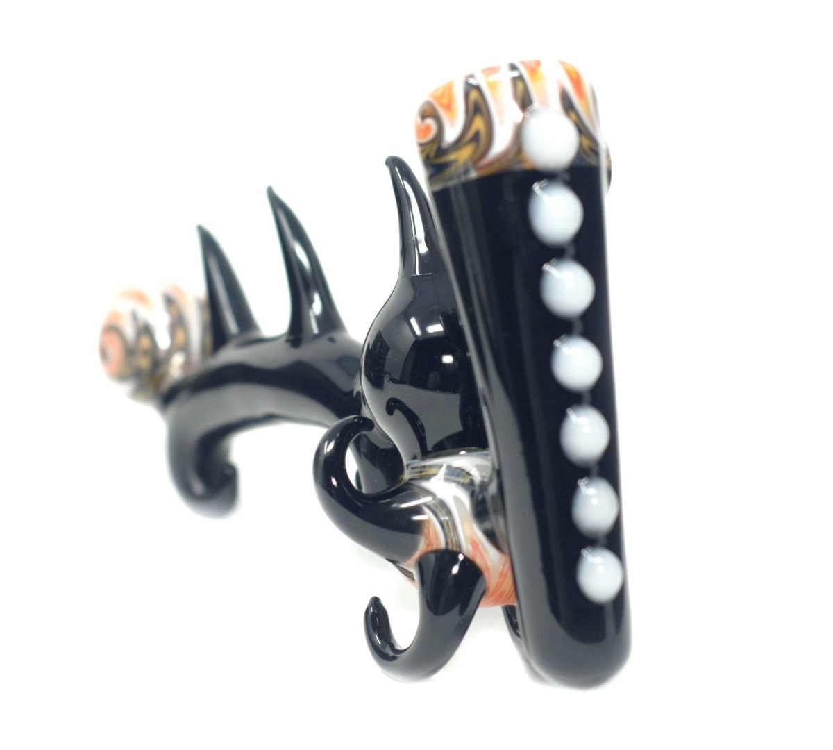 Yellow and black dark-spike bubbler side view