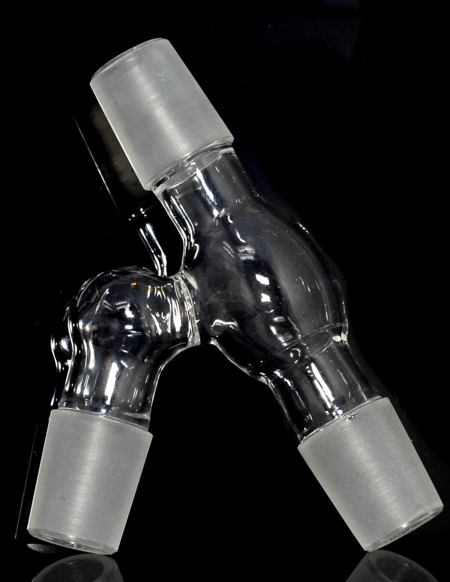 Three-way glass joint splitter adapter with dual branches