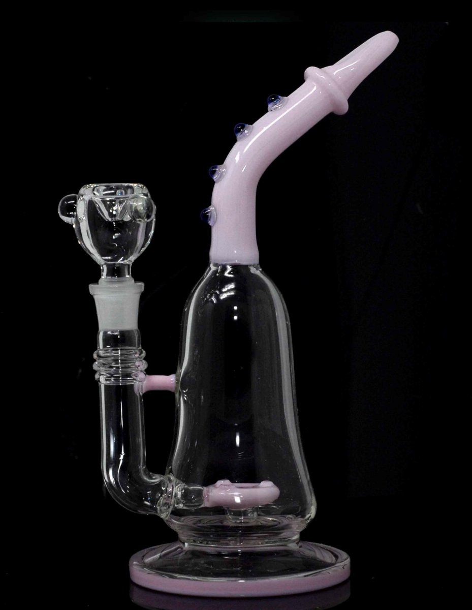 10" Pink Bent Neck Volcanic filter layer Glass Water Pipe - Simple Glass Pipe