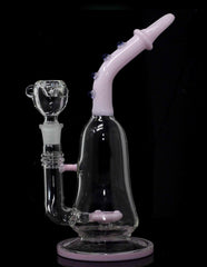 10" Pink Bent Neck Volcanic filter layer Glass Water Pipe - Simple Glass Pipe