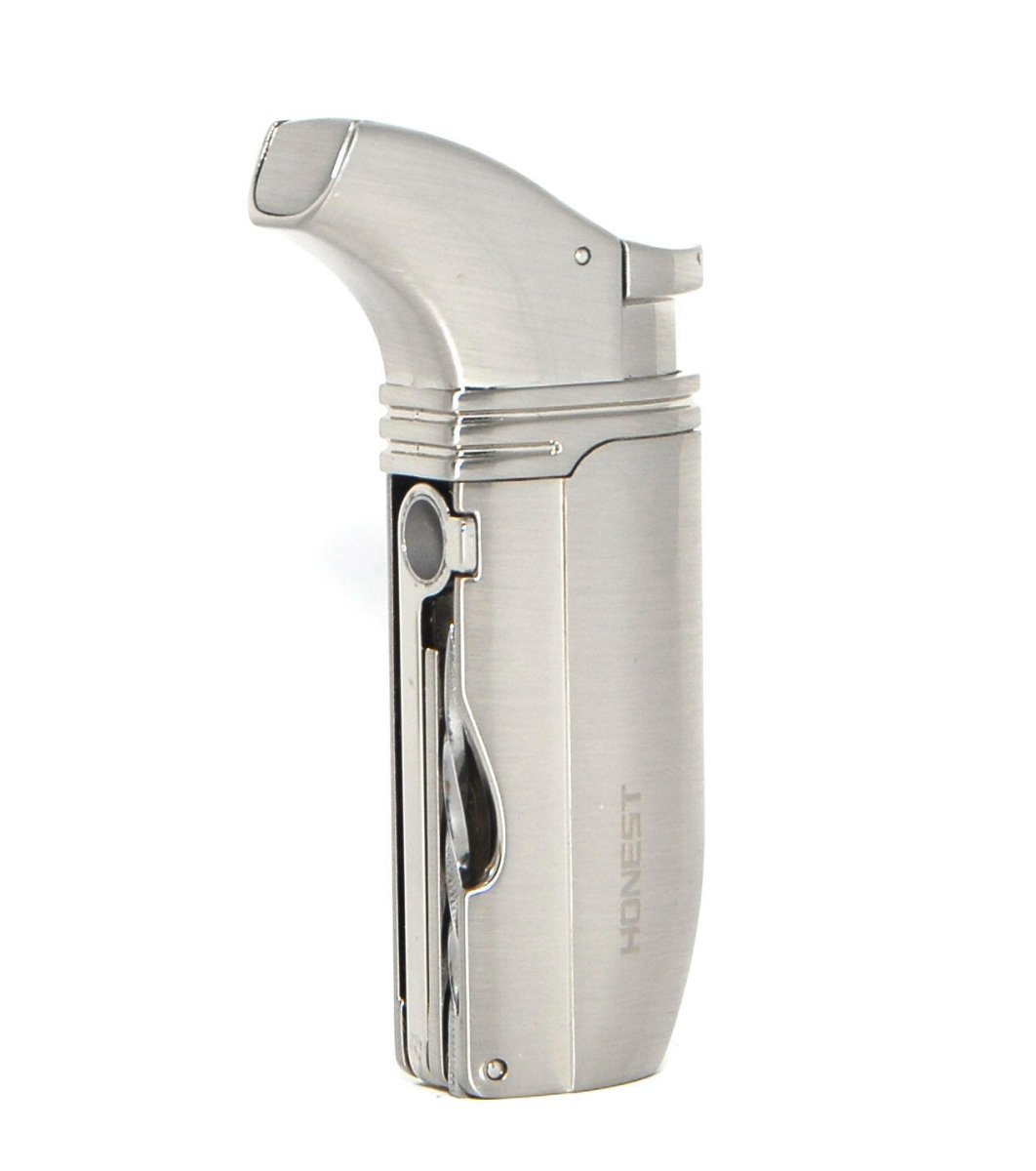 Honest double-jet butane lighter with 7mm cigar punch and pick