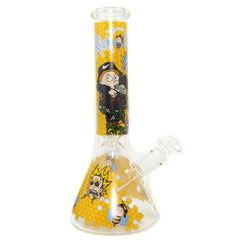 14" R and M Bee Cartoon Anime Glass Water Bong Pipe - Simple Glass Pipe