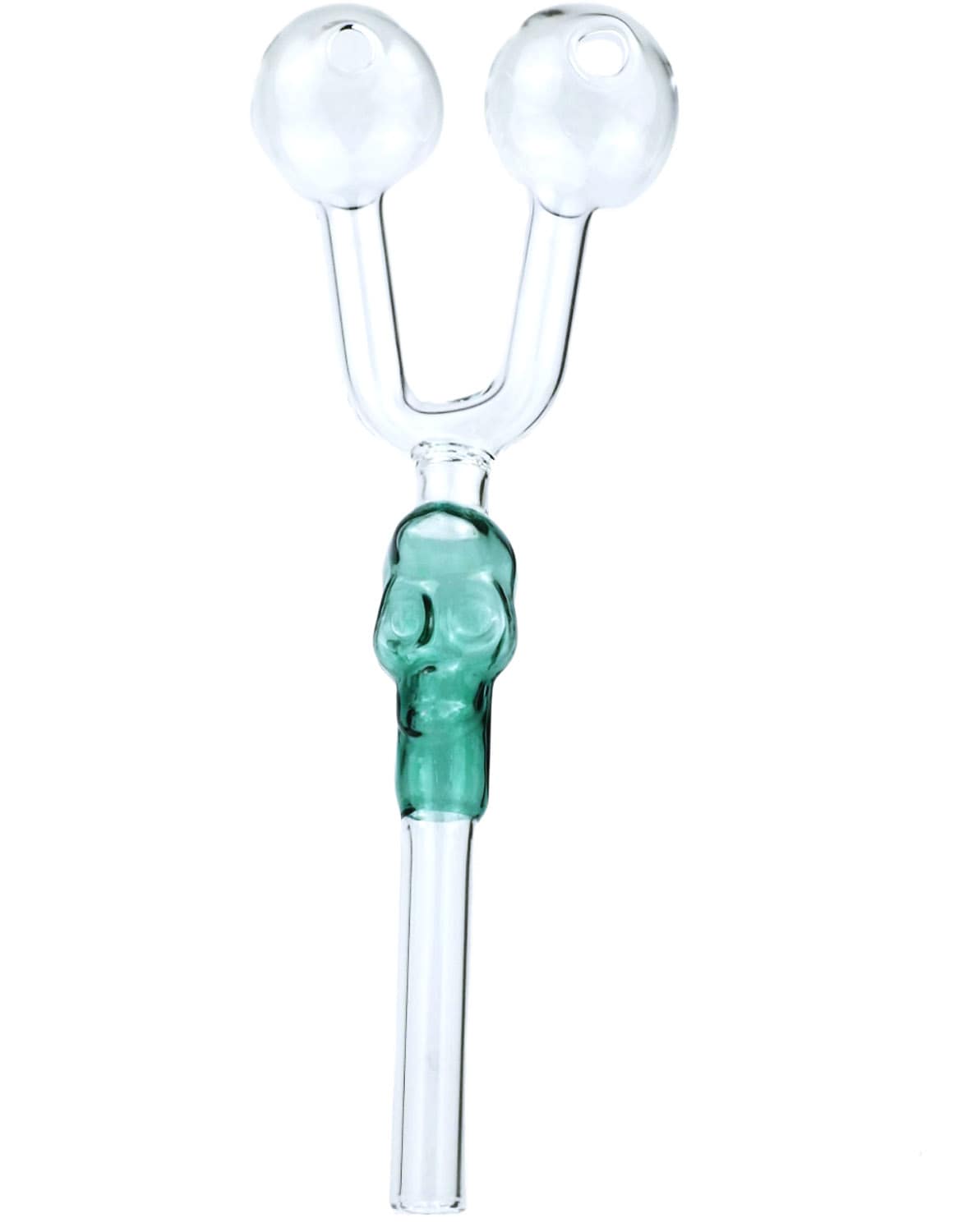 5" Glass Slingshot Skull Oil Burner Pipe – Double Bowl