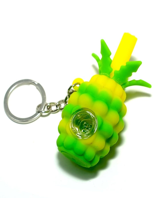 Pineapple Silicone Tobacco Pipe with keychain - Simple Glass Pipe