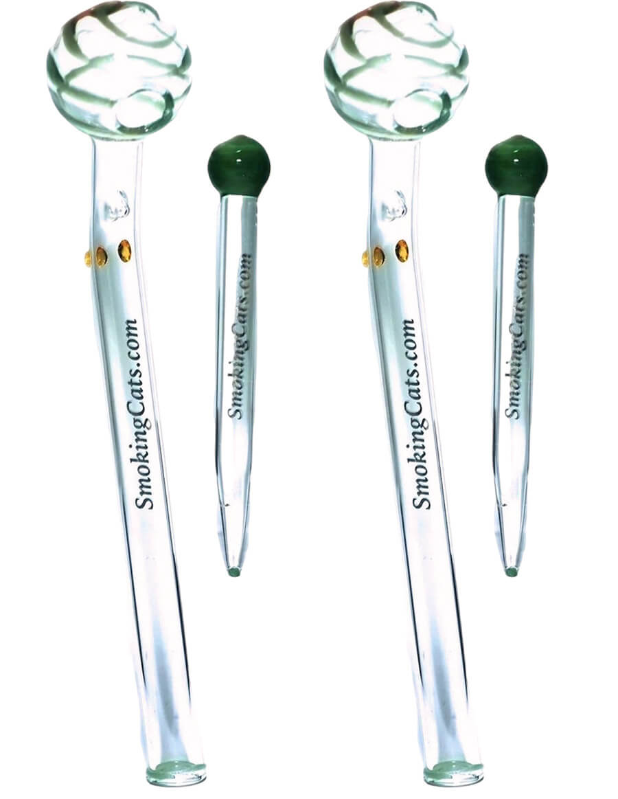 7" Swirling Bowl Oil Burner Pipe with Glass Poker Kit Set of 2