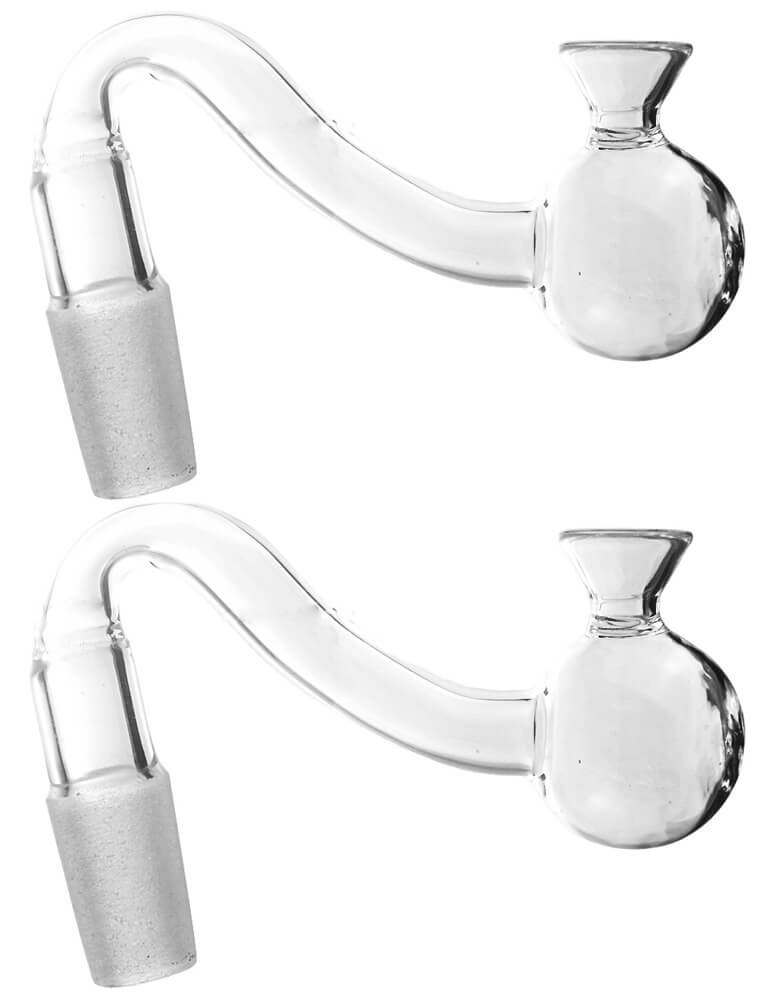 clear curved glass oil burner attachment with funnel bowl