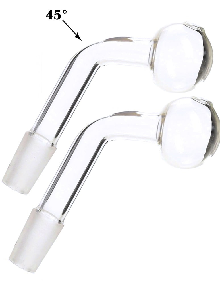 45°Glass on Glass Oil Burner Pipe adapter for Water Pipe,Bulk Discounts Set of 2