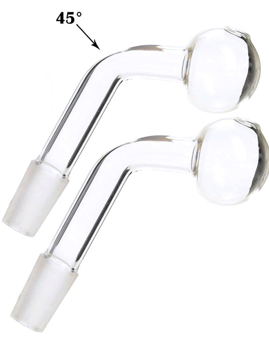 45°Glass on Glass Oil Burner Pipe adapter for Water Pipe,Bulk Discounts Set of 2