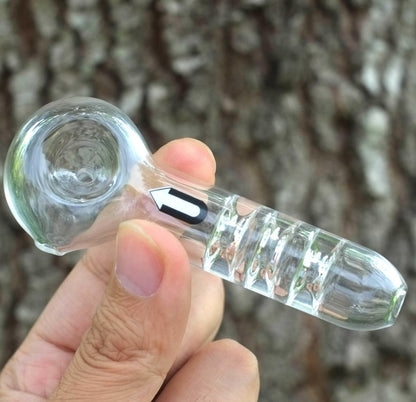 4-inch thick clear glass spoon hand pipe