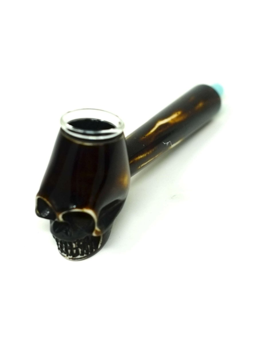 4"Dark Skull Tobacco Pipe Resin Smoking Pipe with Glass Bowl - Simple Glass Pipe