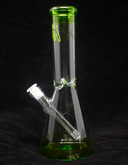 Maverick Glass beaker bong with ice pinch and colored sleeve
