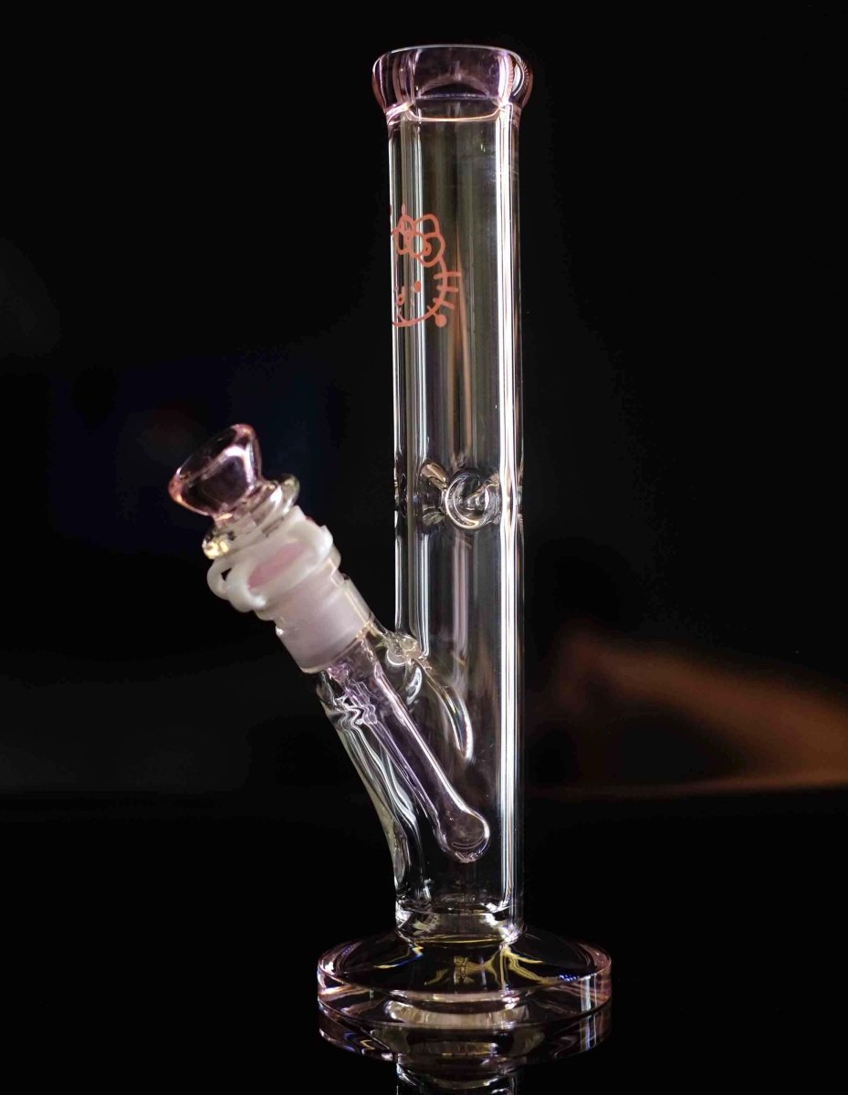 Pink character glass water pipe side view