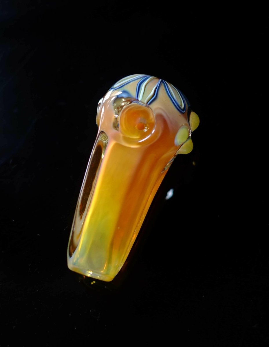 4" Glass Fancy Dots Square Spoon Pipe - Simple Glass Pipe