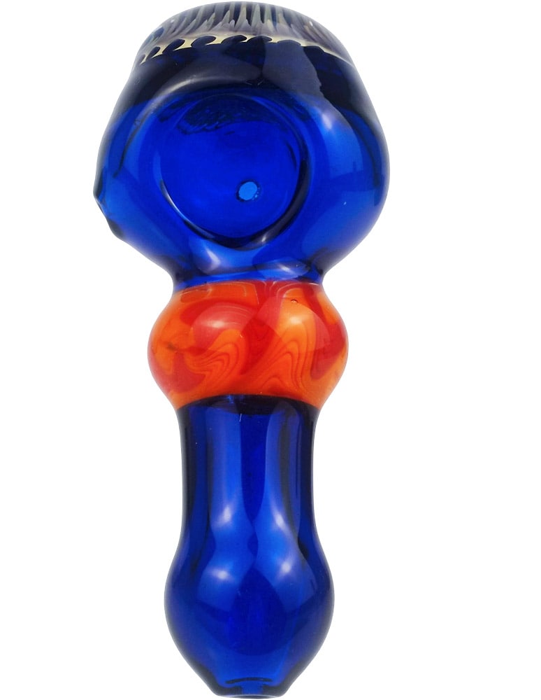 4" Blue Glass SPoon Hand Pipe