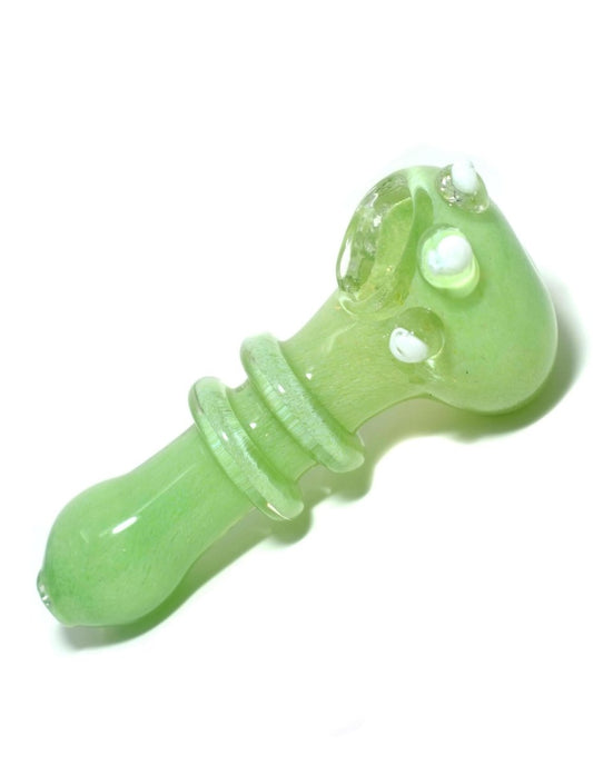 4.5" Green Dots Glass SPoon Hand Pipe - Simple Glass Pipe