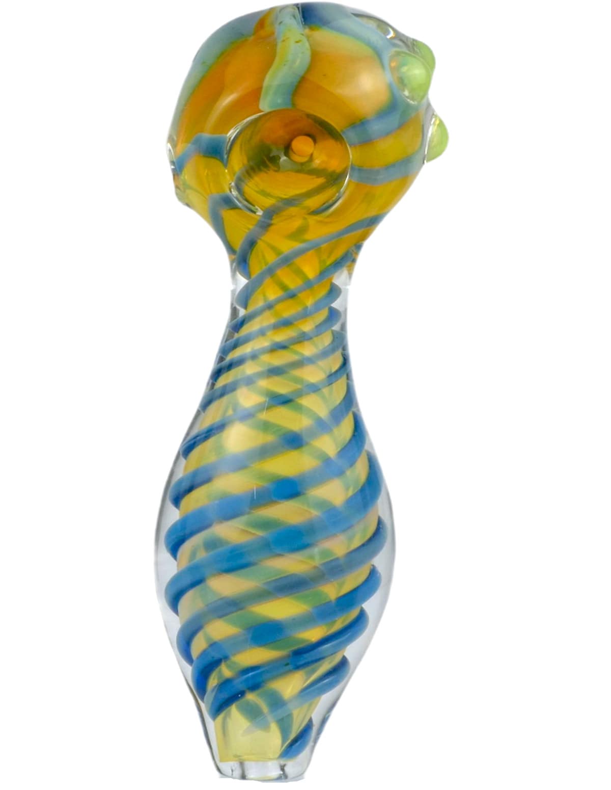 4.5" Blue Spiral Glass Spoon hand Pipe