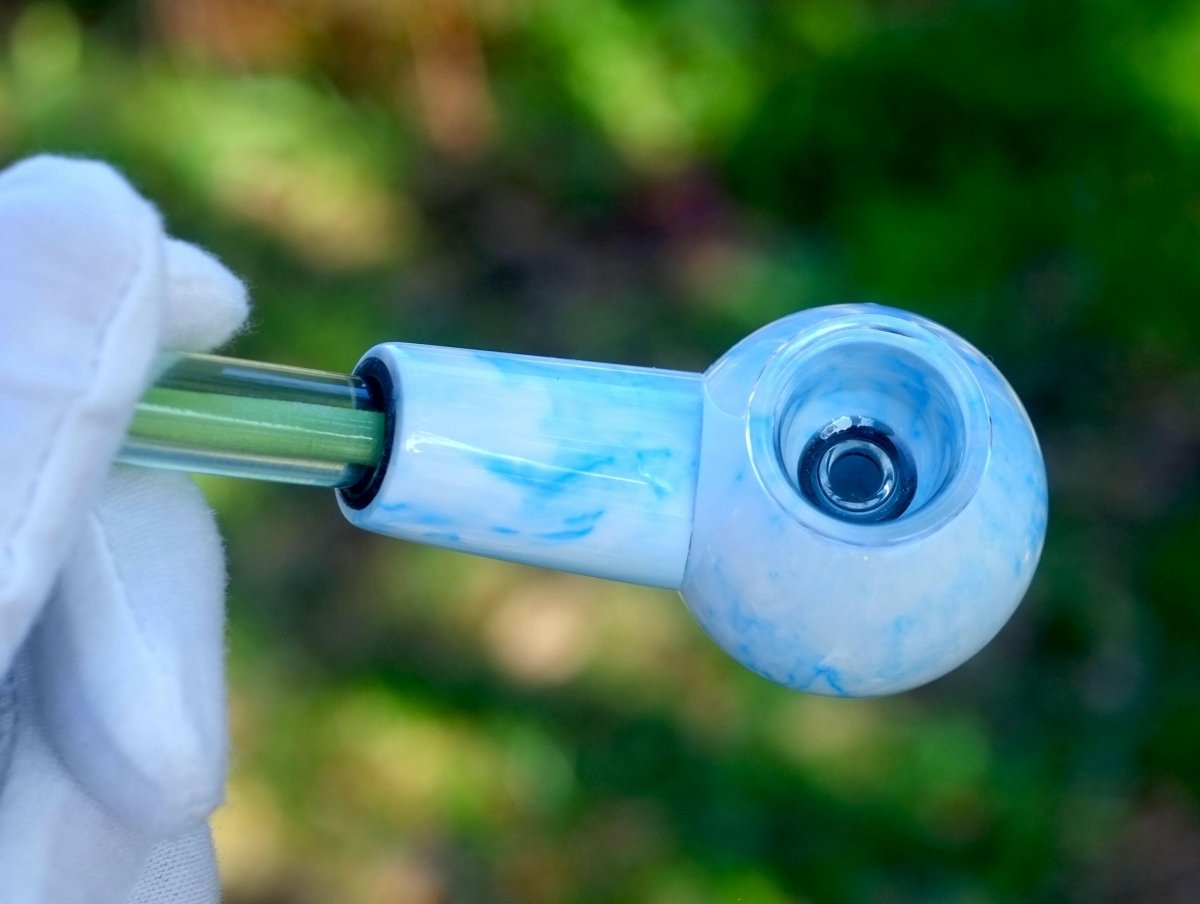 4.5 "Blue Tobacco Pipe Resin Smoking Pipe with Glass Bowl - Simple Glass Pipe