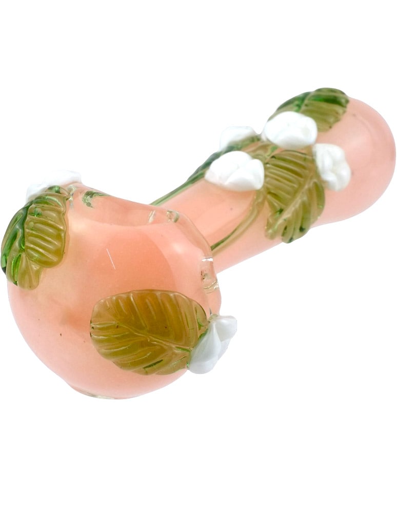 leaf-accent glass spoon pipe alternate view
