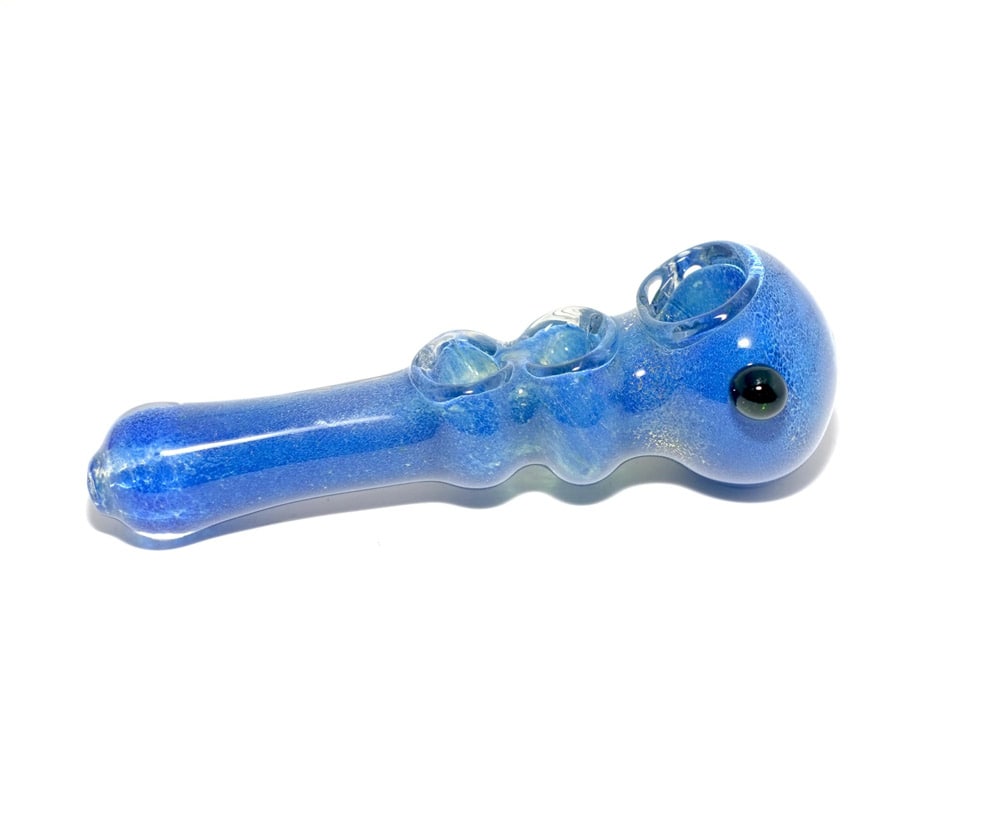 6" Blue Triple Bowl Glass Spoon Pipe - Simple Glass Pipe