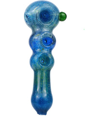 6" Blue Triple Bowl Glass Spoon Pipe