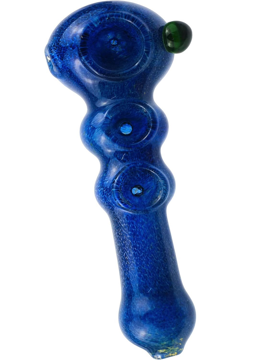 6" Blue Triple Bowl Glass Spoon Pipe