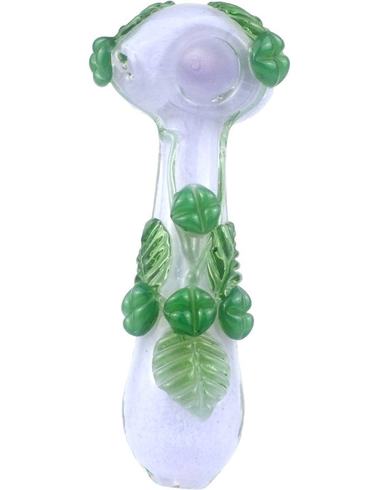 5.5" Green Leafs  Glass Spoon Pipe