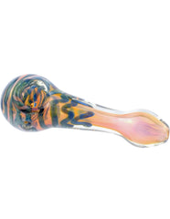 4" Stipe Thick Glass Spoon Hand Pipe