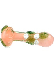 5.5" Green Leafs  Glass Spoon Pipe