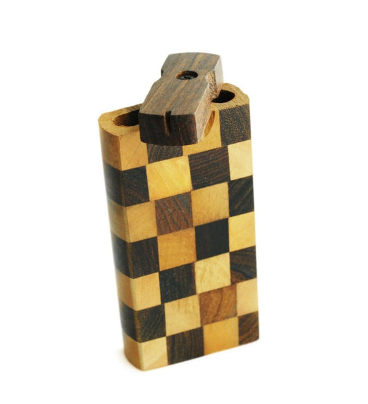 Dugout small Squares stripped wood made by hand, - Simple Glass Pipe