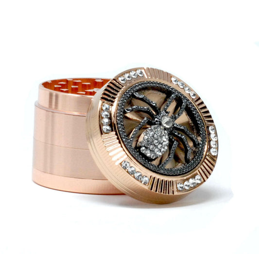 Tobacco & Herb Grinder - 2 Inch & 4 Layers Rhinestone SPider Tobacco Grinder - Simple Glass Pipe