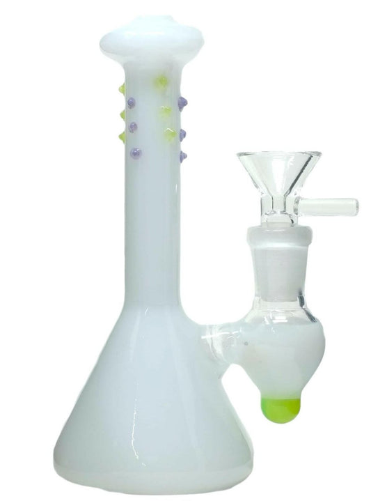 6" Straight Neck white Glass Water Pipe - Simple Glass Pipe