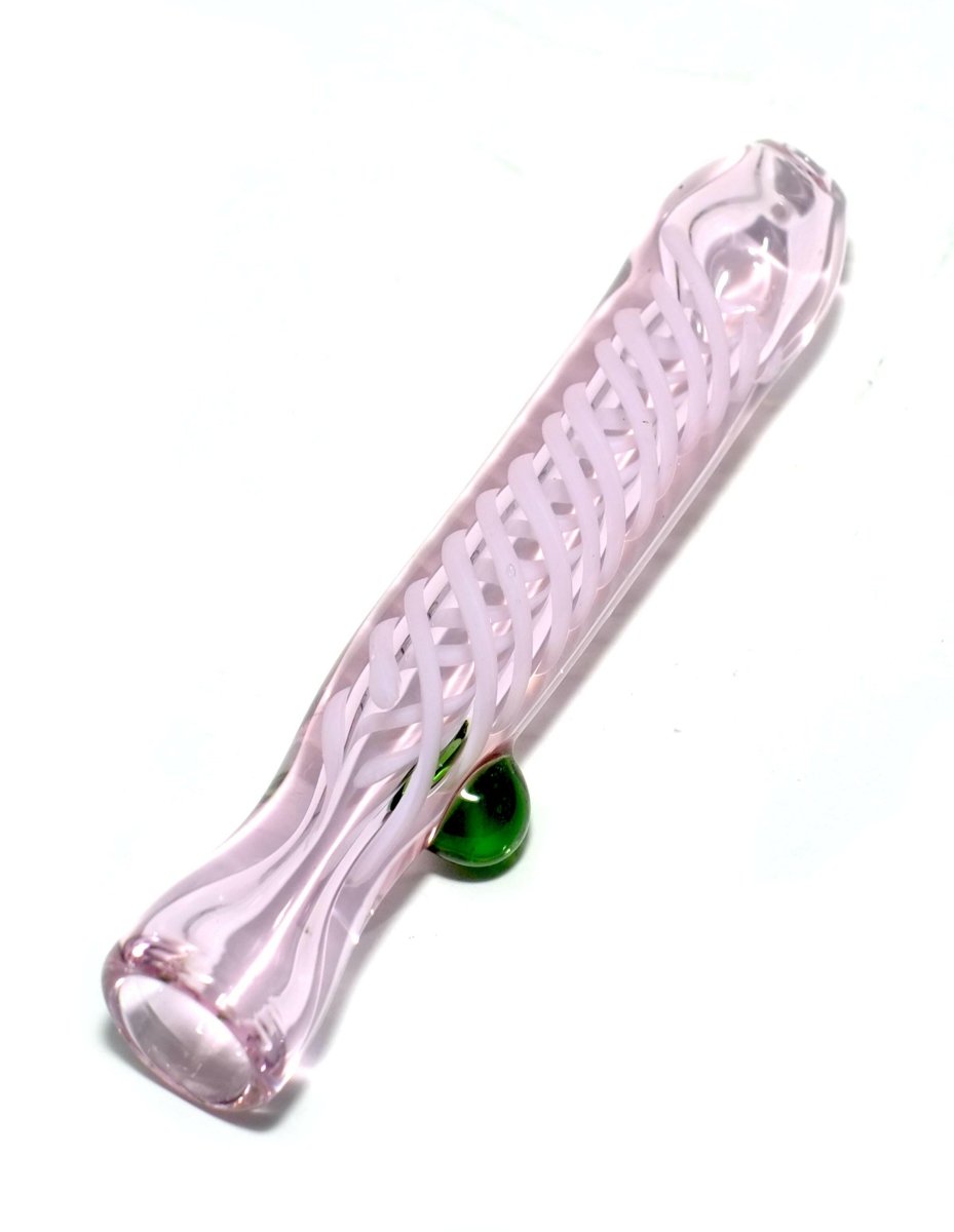 Pink swirl glass chillum alternate product view