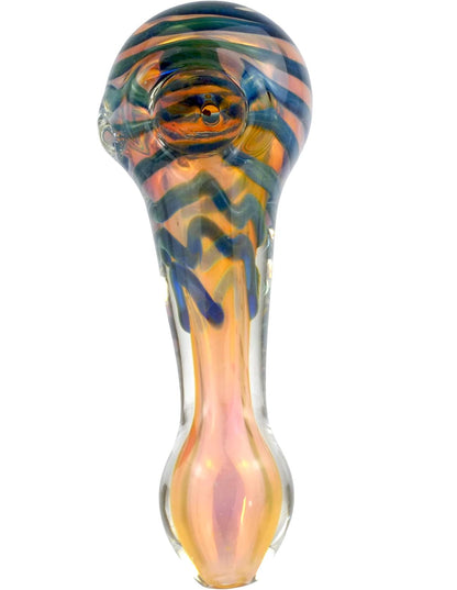 4 inch purple stripe thick glass spoon pipe