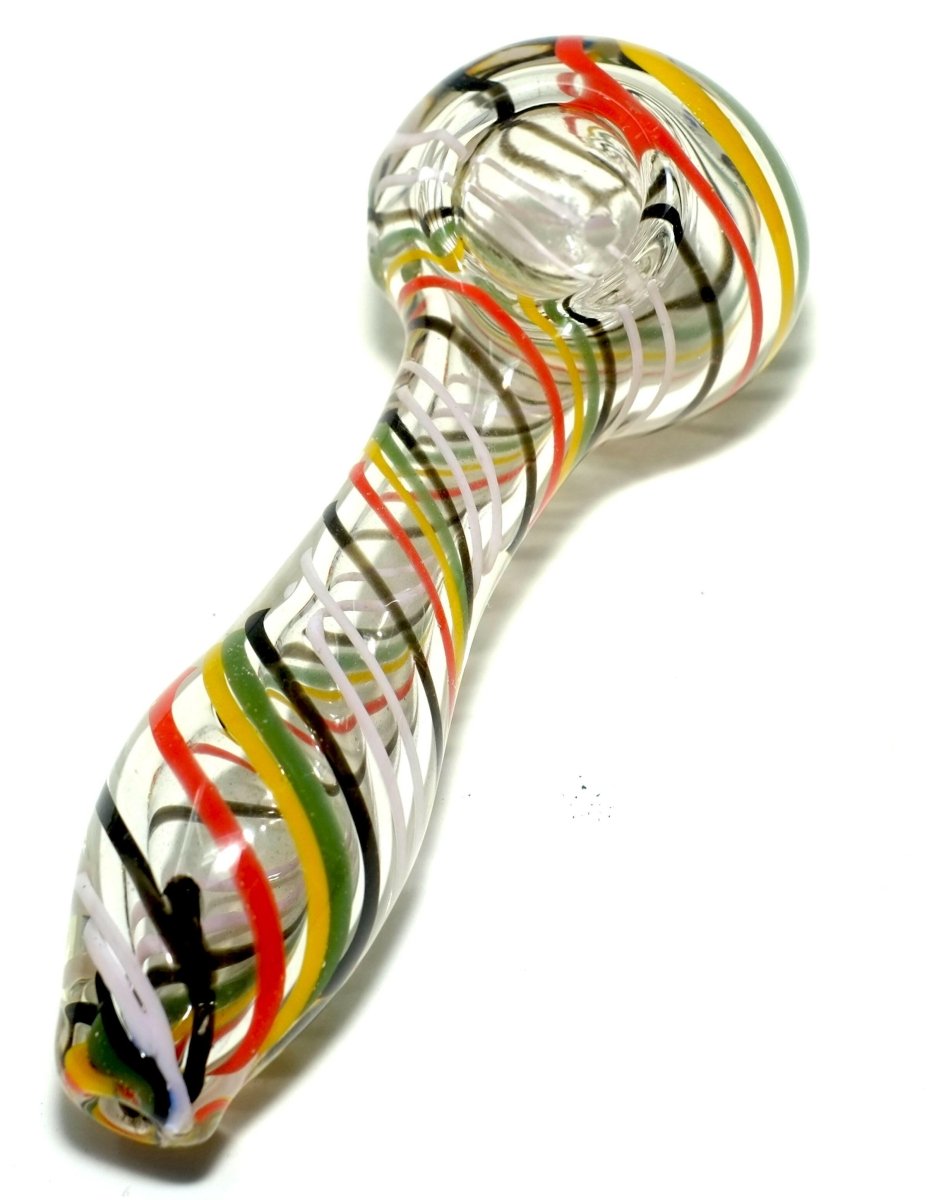 4.5" Stripes Glass Spoon Hand Pipe - Simple Glass Pipe