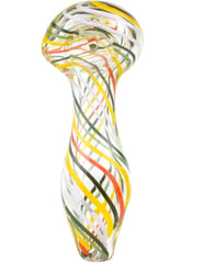 4.5" Stripes Hand-Blown Swirl Glass Spoon Pipe – Vivid Colors, Smooth Hits