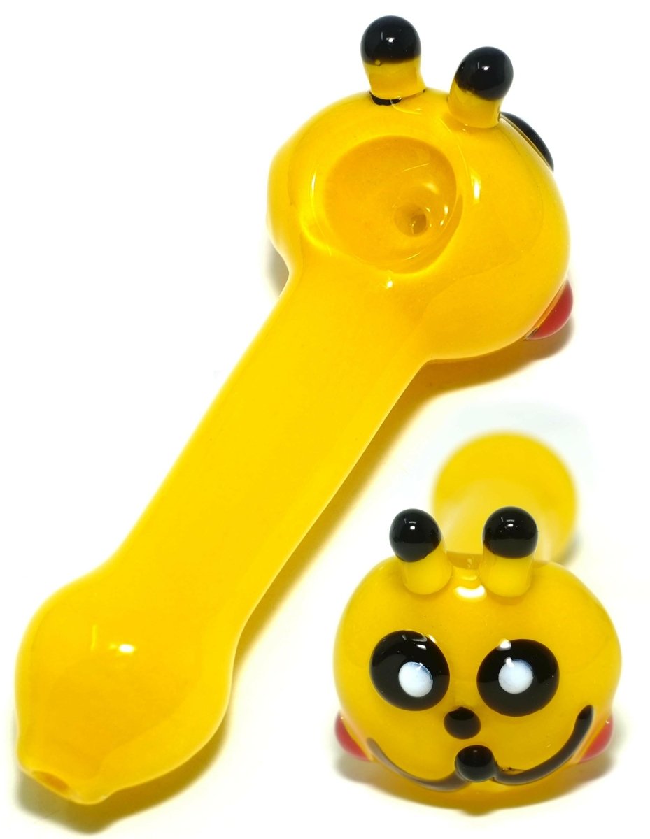 4 inch yellow Pikachu-style glass animal hand pipe