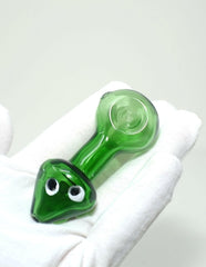 3.5" Green Mushroom Glass Spoon Pipe - Simple Glass Pipe